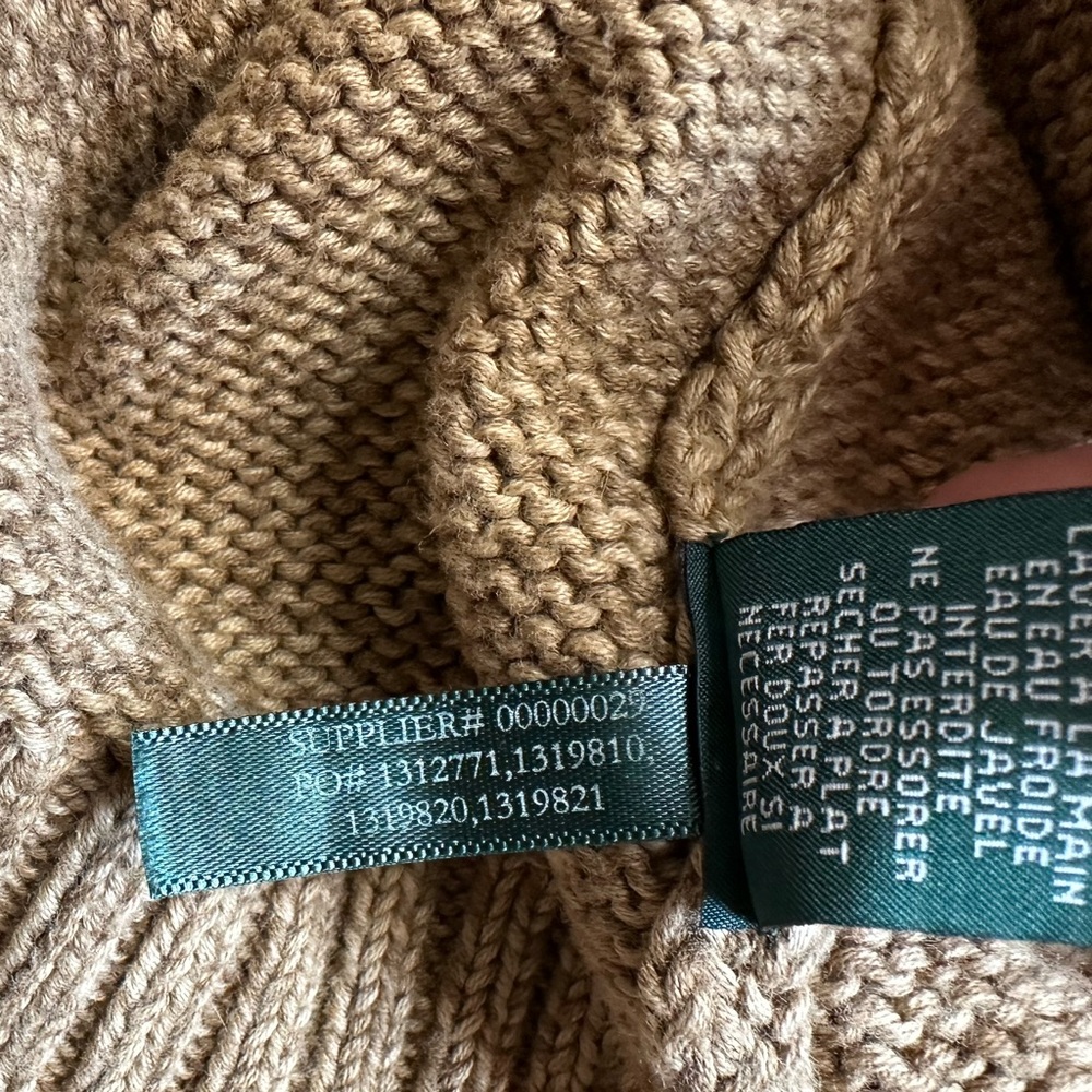 Lauren Jeans Co. Ralph Lauren Yellow Tan Knit Cardigan Sweater L - Picture 7 of 7